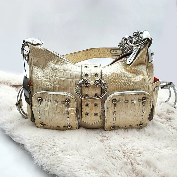 Sharif vintage snakeskin cream used shoulder bag with tags and dust bag. - Picture 3 of 17
